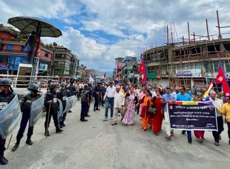 पोखरामा २२ बुँदे माग राख्दै राप्रपाको चक्काजाम