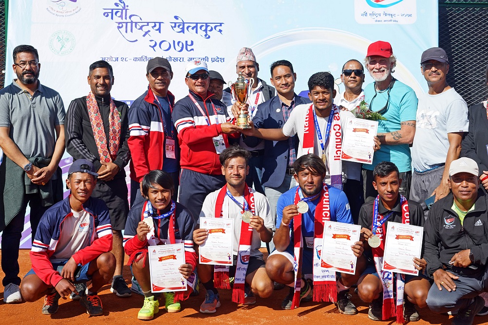 नवौँ राष्ट्रिय खेलकुदः टेनिसको टिम इभेण्टमा गण्डकी र सेनालाई स्वर्ण पदक