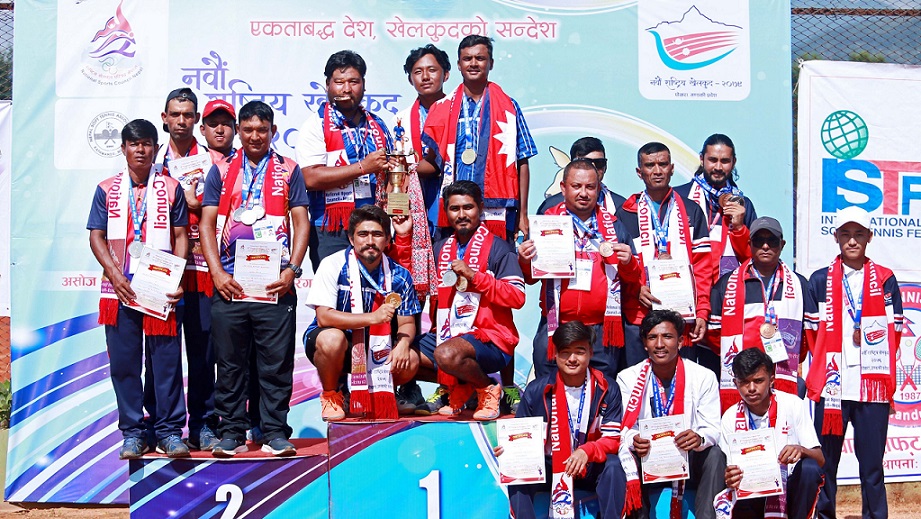 सफ्ट टेनिसमा मेन्स टिम इभेन्टसमा प्रदेश १ लाई स्वर्ण