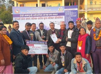 माछापुच्छ्रे गाउँपालिका अध्यक्ष कप भलिबलको उपाधि बौदीकाली गाउँपालिकालाई