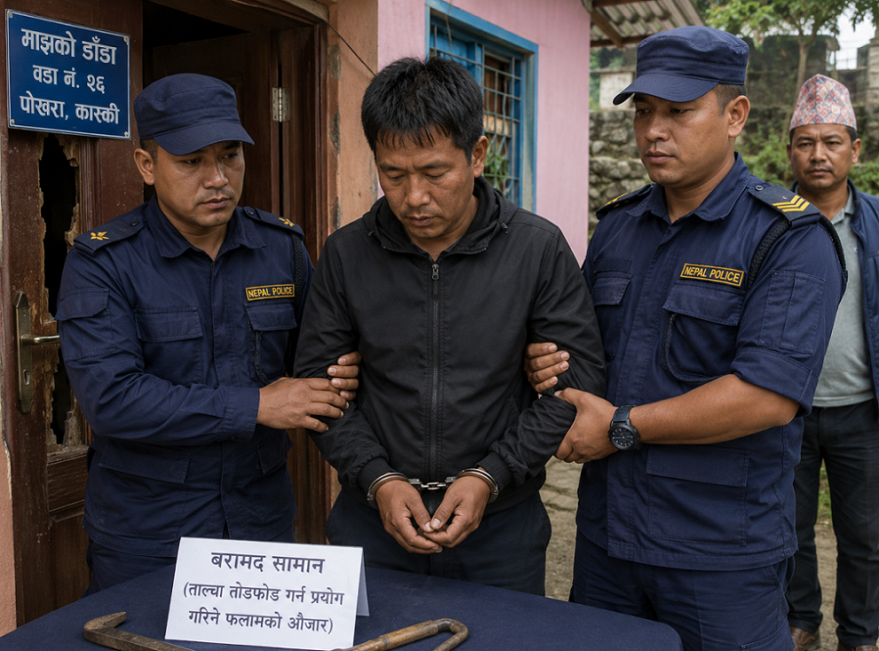 पोखरामा घरमा चोरी गर्दै गर्दा एक जना पक्राउ